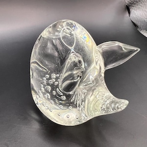 Glass Pig ornament Quirky Vintage Clear Handblown Glass Pig Figurine. Controlled Bubbles Paperweight. Bullicante. Pig paperweight