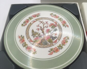 Set of 6 coasters. Vintage Pimpernel India Tree design coasters. Original box. Great condition. 2  available. Retro table setting coasters.