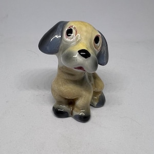 Puppy dog figurine Cute kitsch ceramic dog Doe eyed pup ornament Italian ceramic collectible puppy dog collectible gift.