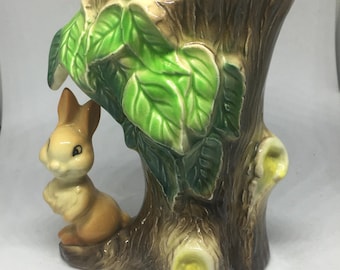 Vintage Hornsea Pottery Royal Fauna #18 Baby Deer With Log Flower
