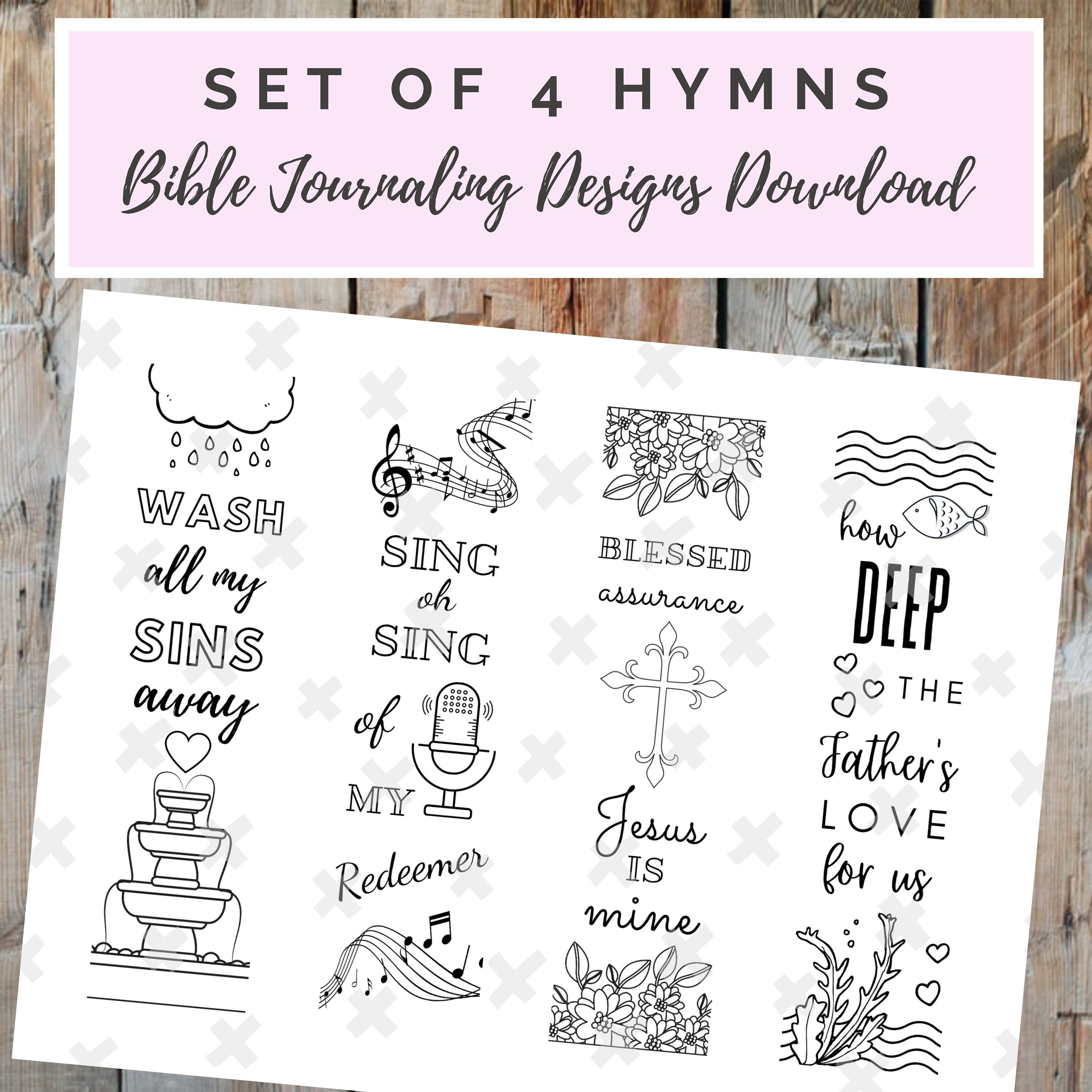 Hymns- Set of 4 Bible Journaling Downloadable Designs