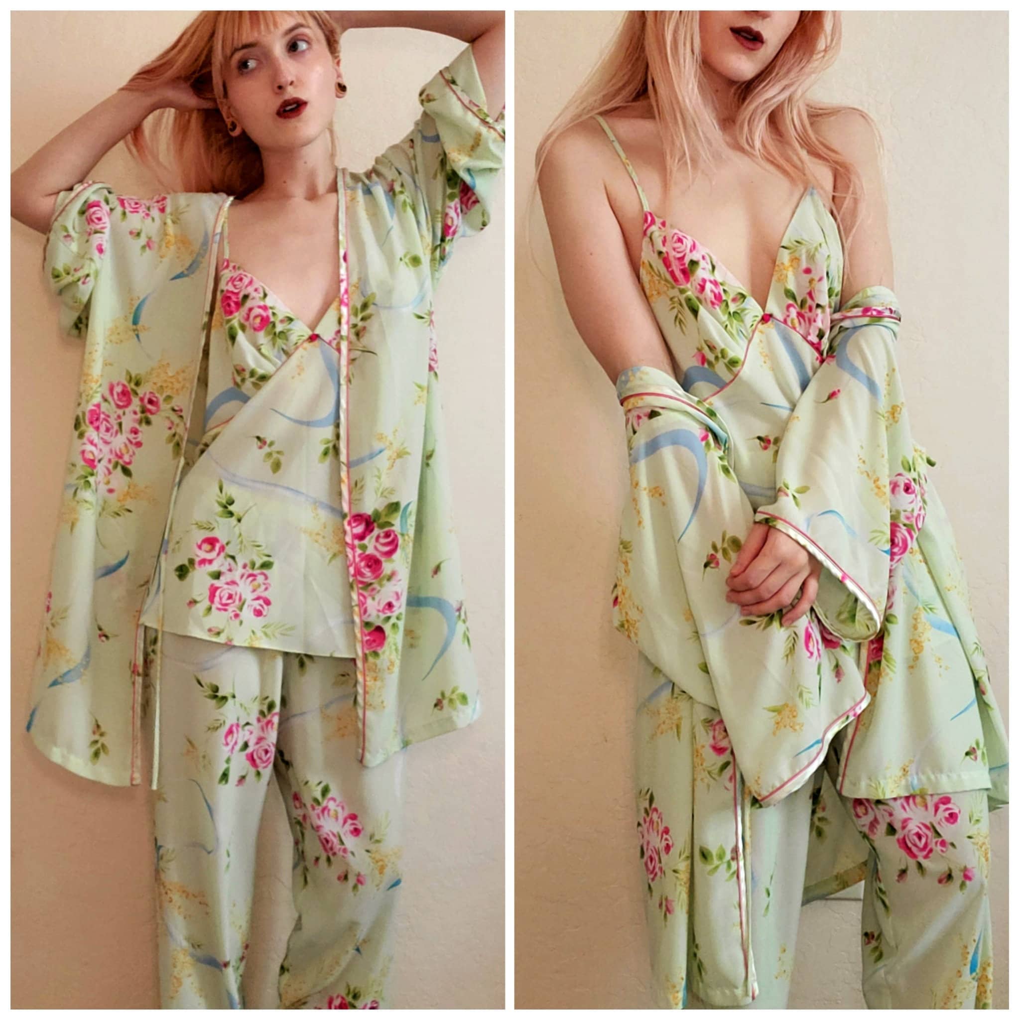 Vintage Oscar De La Renta Sleep Set Pink Label 90s Y2K ...