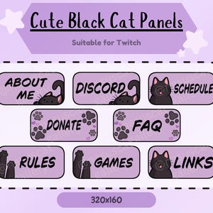 Twitch 用のシンプルでかわいい黒猫パネル