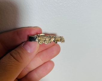 Vintage Brass Tone Train Tie Clip