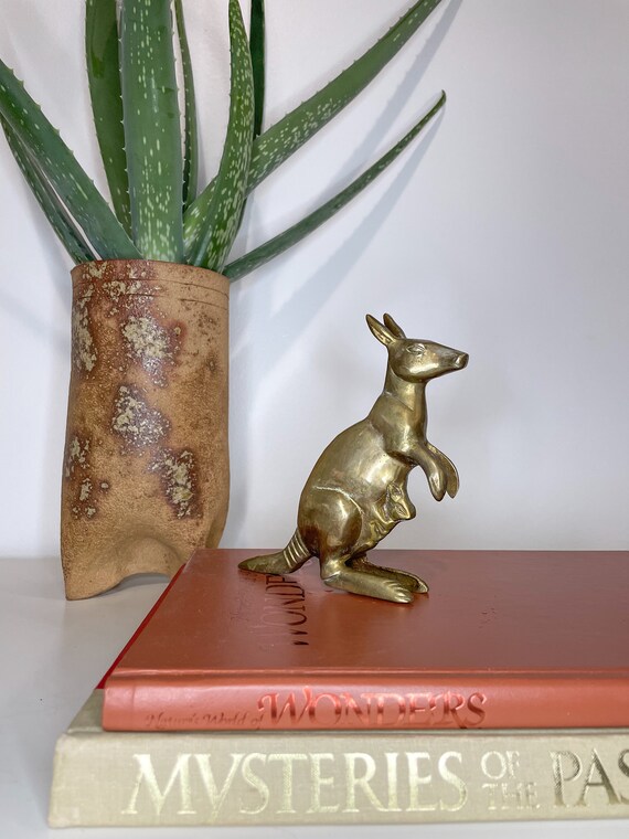 Vintage Brass Kangaroo With Baby in Pouch Sculpture Figurine Etsy
