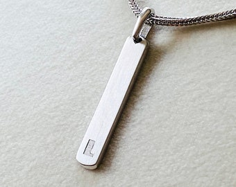 Mens Bar Pendant Necklace - Engraved Custom Necklace for Men - Christmas Gift for Him - 925 Sterling Silver Men's Jewelry Birthday Gift