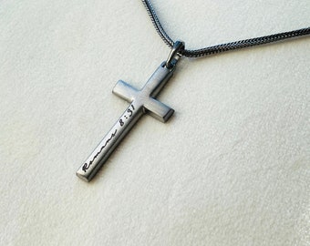 Handmade Jewelry for Men - 925 Sterling Silver Cross Necklace for Men - Custom Engraved Mens Cross Necklace - Cross Necklace for Boyfriend