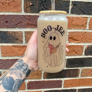Boo-Jee ghost frosted glass can