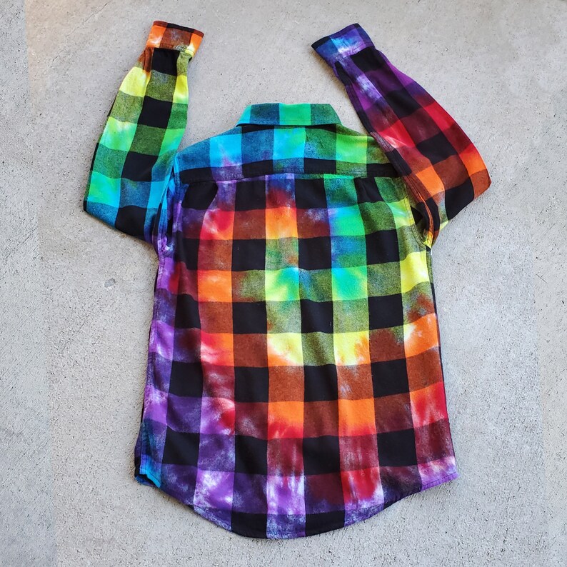 Rainbow Tie Dye Flannel Shirt Festival Garb Tie Dye image 3