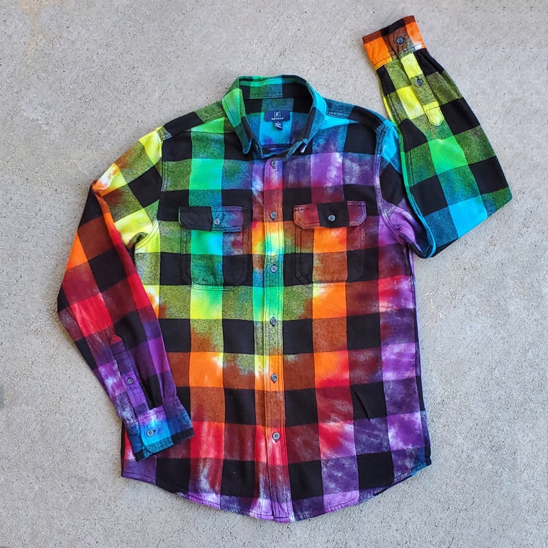 Rainbow Tie Dye Flannel Shirt Festival Garb Tie Dye image 1