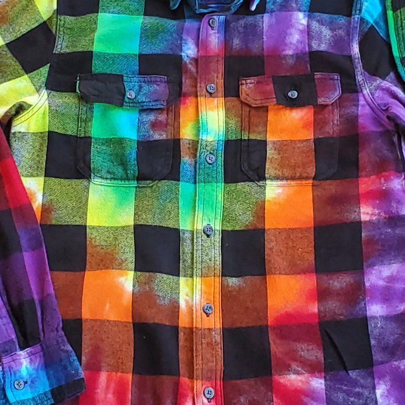 Rainbow Tie Dye Flannel Shirt Festival Garb Tie Dye image 2