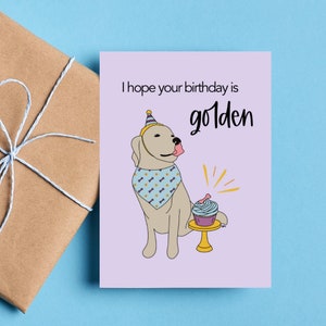 Golden retriever : carte d'anniversaire