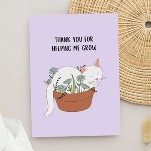 Cat napping in planter — thank you card