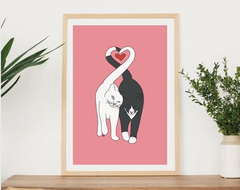 Chats amoureux — impression téléchargement numérique
