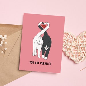 Chats amoureux — carte de voeux, « Vous êtes parfait »