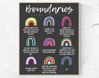 Boundaries Print | Psychology Art | Therapy Office Decor | Counselor Office | Mental Health | Relationship | Counseling Poster | Spring Room