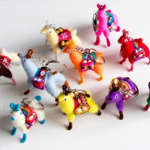 Alpaca Wool Llama Keychain: Miniature Lucky Charm, Assorted Colors