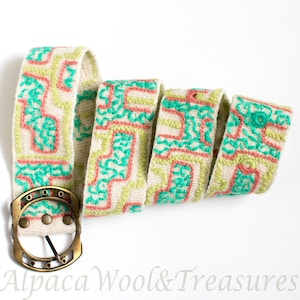 Embroidered Belt Inka Design from Alpaca Wool Hand Stitched Belt
