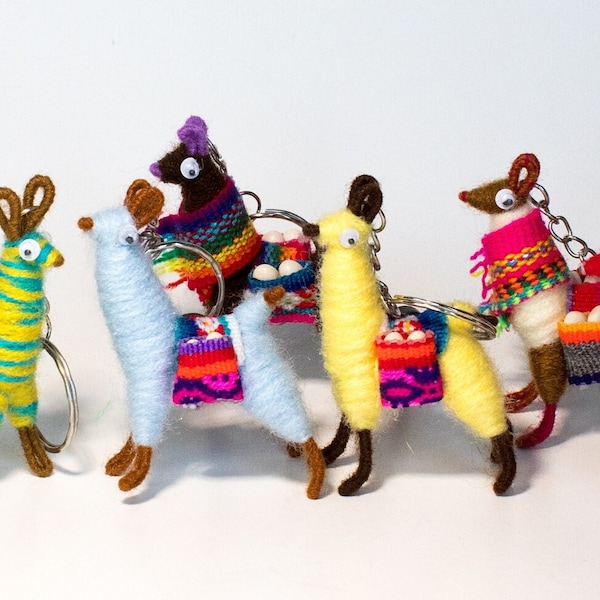 Set of 2 Llama Keychain Miniature Assorted Colors