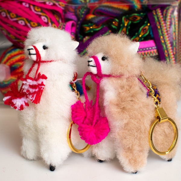 Charm pour poupée en peluche avec porte-clés en fourrure de baby alpaga