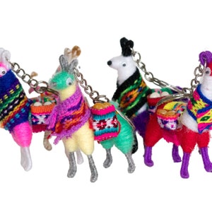 Set of 5 Wool Llama Keychains: Peruvian Good Luck Charms