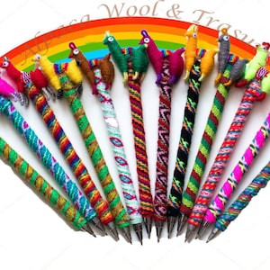 Llama Pen from Alpaca wool Set of 2 handmade Wholesale Assorted colors NEW!