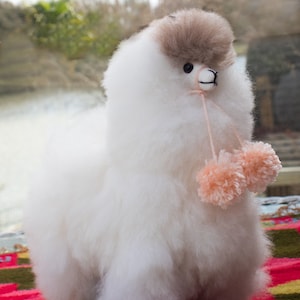 Fluffy Alpaca 9in and 8.5 in Tall Figure Fur Toy Llama Birthday Gift Soft Cusco Peru Plush Alpaca Wool Handmade wholesale