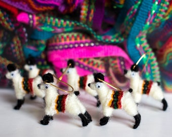 Tiny Llama earrings Set alpaca yarn Miniature earrings handmade Birthday Gift Wholesale