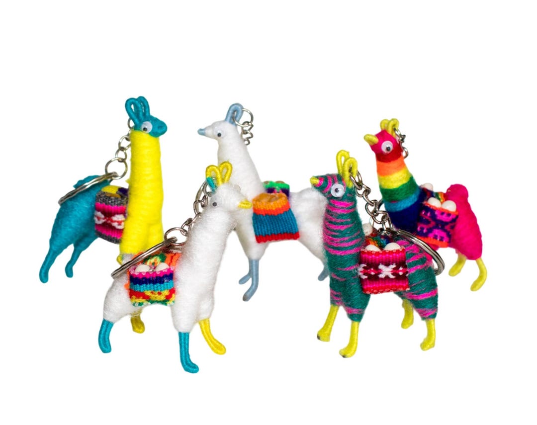 Set of 5 Handmade Llama Wool Keychain : Peruvian Alpaca Keyring ...