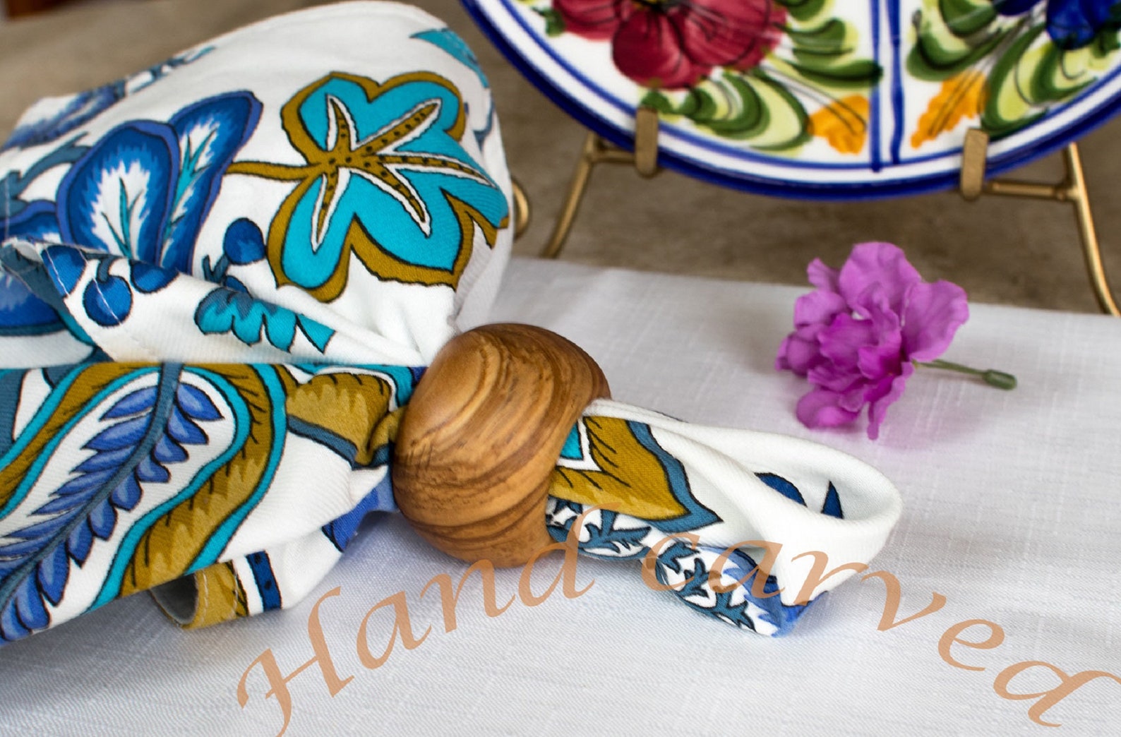 Olive Wood Napkin Ring Set of 4 Hand Carved Etsy