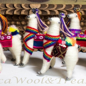 Pack of 6 Peruvian Llamas Ornament handmade Decoration from Alpaca Yarn 3.5″ Tall