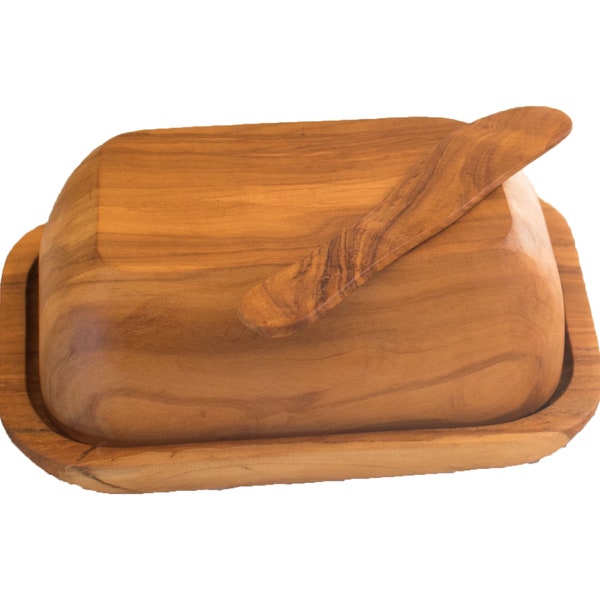 Olive Wood Butter dish European size hand carved