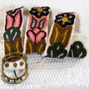 Embroidered Belt Ivory Floral Multi from Alpaca Wool Hand Stitched In Bloom