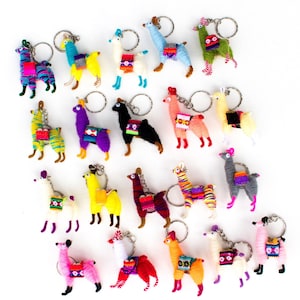 Lot of 25 Miniature Alpaca Wool Llama Keychains: Assorted Colors