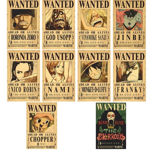 Original Crew One Piece Vintage Wanted Dead or Alive Posters - Etsy Original Crew One Piece Vintage Wanted Dead or Alive Posters - Etsy