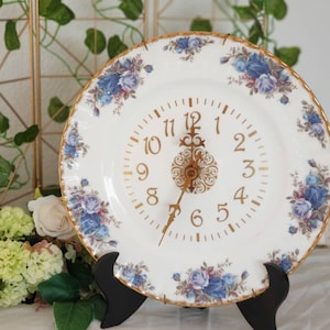 Royal Albert Moonlight Rose Clock Rare Bone China Vintage gift, celebration, house decoration