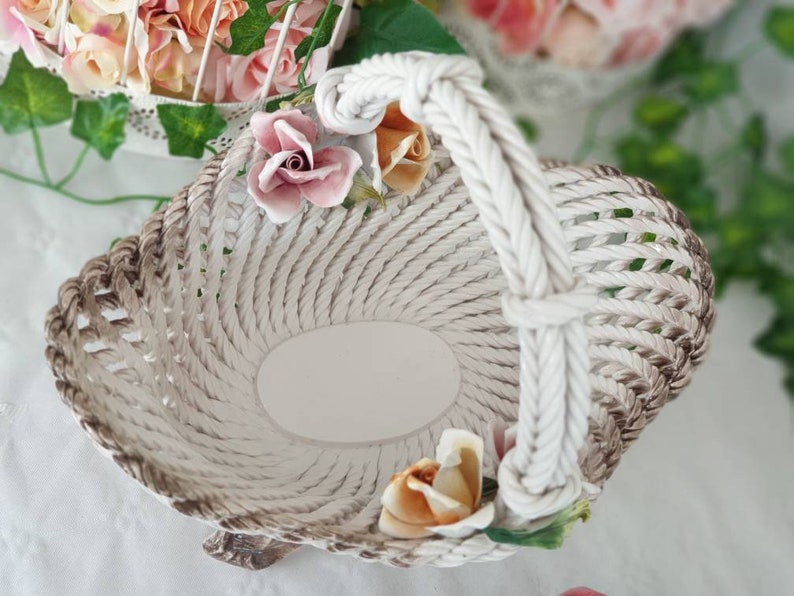 Capodimonte Handmade Porcelain Flower Basket Bone China Etsy