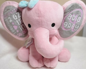 Recuerdo de elefante para anunciar el nacimiento, regalo de peluche personalizado