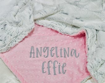 Personalized Minky Baby Blanket: Custom Name, Soft Plush Fabric