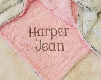 Personalized Minky Baby Blanket: Custom Name, Soft Plush Blanket