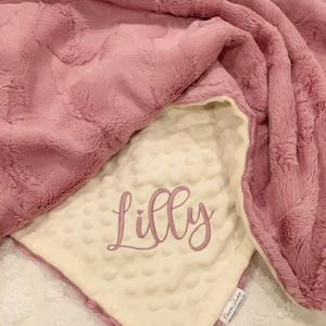 Woodrose Personalized Baby Blanket, Baby Shower Gift, Minky Baby Blanket, Embroidered Baby Blanket, Girl Blanket, Monogram Blanket for girl