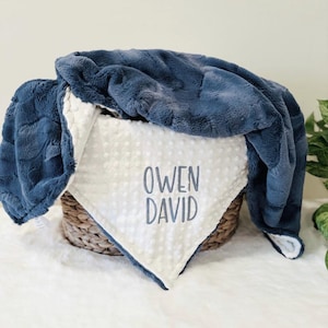 Baby Blanket for boys, Hide Blue Jeans Minky Blanket, Personalized Baby Blanket, Baby Shower Gift, Baby Blanket With Name, Newborn Gift Boys
