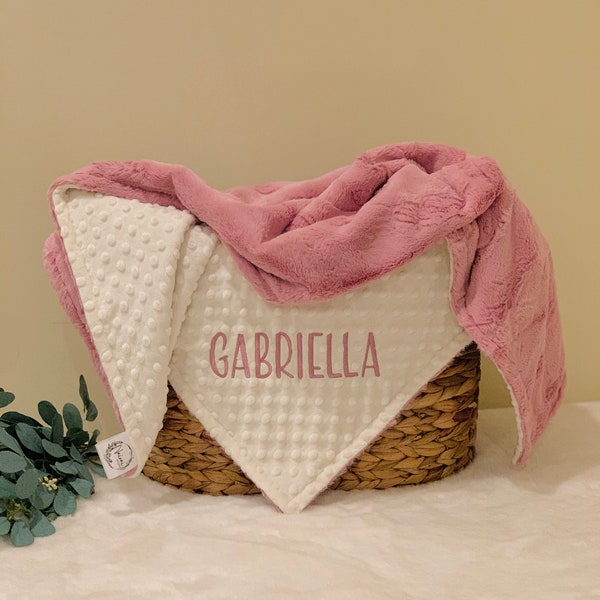 Personalized Baby Blanket for girl, Minky Baby Blanket, Baby Blanket, Baby Shower gift for Girl, Embroidered Blanket, Newborn gift