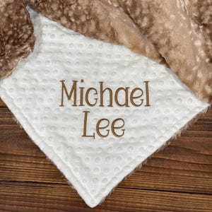 Woodland Fawn Print Minky Baby Blanket, Personalized Blanket image 4