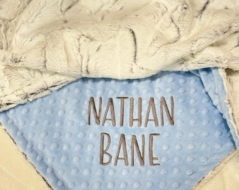 Personalized Baby Blanket: Frosted Hide Titan Minky Dot, Newborn Gift