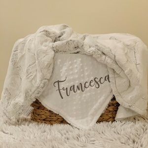 Baby Blanket for boys/Girls, Frosted Hide Titan Minky Blanket, Embroidered Personalized Baby Blanket, Baby Shower Gift, Blanket With Name