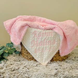 Personalized Baby Blanket, Girl Blanket, Minky Baby Blanket, Pink Blush Baby Blanket, Blanket with Name, Newborn Baby Shower Gift For Girls