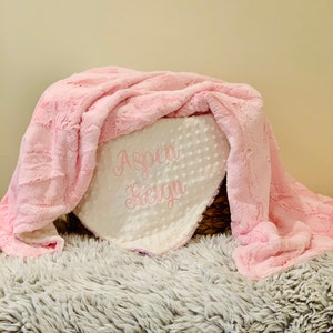 Personalized Baby Blanket, Girl Blanket, Minky Baby Blanket, Pink Blush Baby Blanket, Blanket with Name, Newborn Baby Shower Gift For Girls