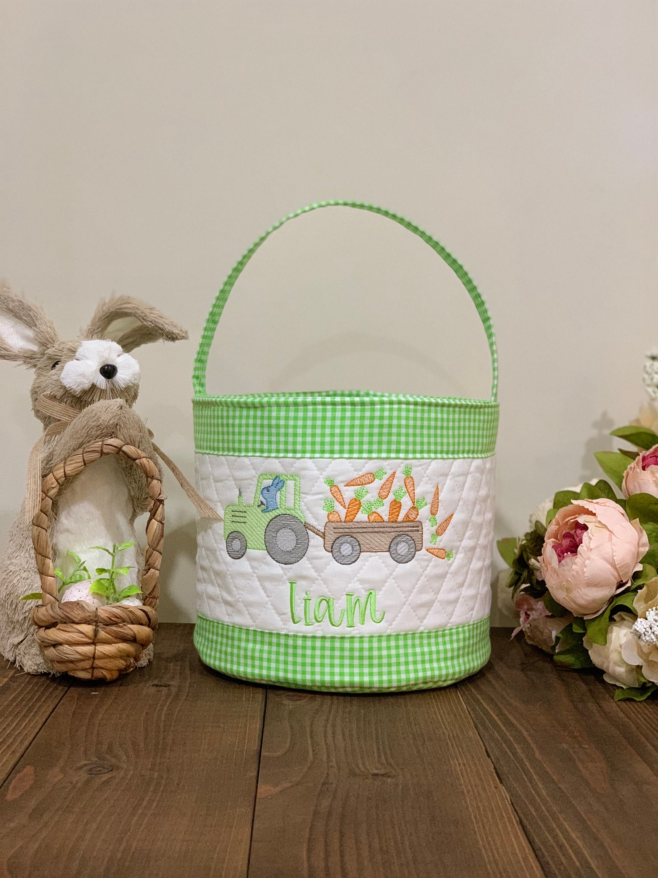 Personalized 15'' Easter Sloth Basket Custom Easter Basket with Embroidered  Name Plush Easter Egg Hunting Basket for Kids Decor Gifts, Brown