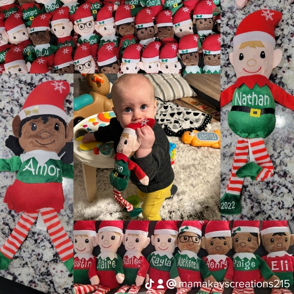 Elfo de Navidad personalizado, Elfo personalizado, Elfo de peluche de Navidad, Relleno de calcetín personalizado